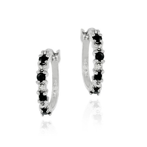 Sterling Silver Genuine Sapphire and Diamond Accent Hoop Earrings E2868S
