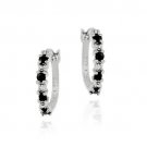 Sterling Silver Genuine Sapphire and Diamond Accent Hoop Earrings E2868S