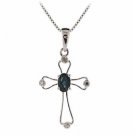 Sterling Silver Genuine Sapphire Diamond Accent Cross Pendant P5046S