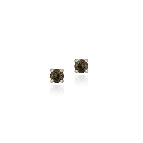 Sterling Silver Genuine Smokey Quartz 4mm Round Stud Earrings E11523SQ