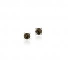 Sterling Silver Genuine Smokey Quartz 4mm Round Stud Earrings E11523SQ