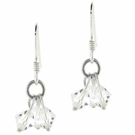 Sterling Silver Genuine Swarovski Elements Cluster Dangle Earrings E414