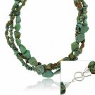 Sterling Silver Genuine Turquoise Stone Nugget Chip Toggle Torsade Necklace N9854TQ2
