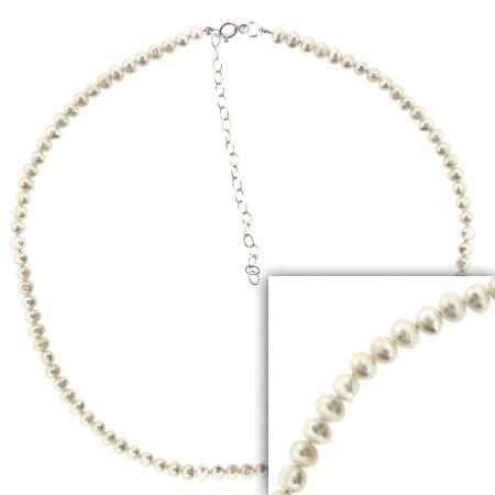 Sterling Silver Genuine White Freshwater Cultured Pearl Necklace N8100FPL