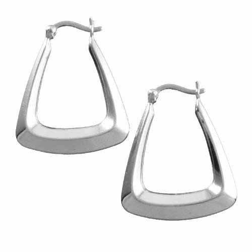 Sterling Silver Geometric Triangular Hoop Earrings H2297