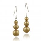 Sterling Silver Gold Swarovski Elements Pearl Drop Earrings E12247BG