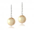 Sterling Silver Gold Swarovski Pearl Dangle Leverback Earrings, 12mm E12995GD
