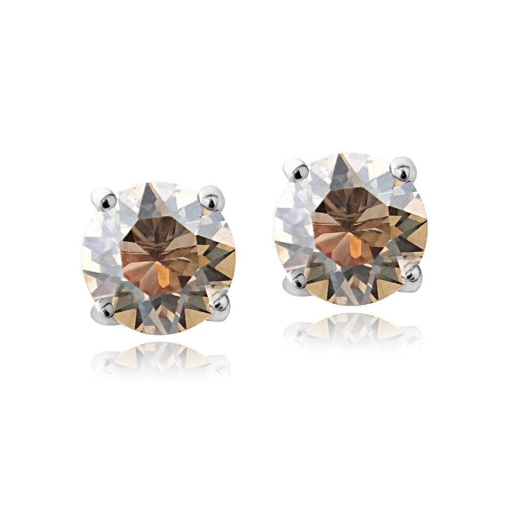 Sterling Silver Golden Shadow Swarovski Elements November Birthstone Stud Earrings E13931GS