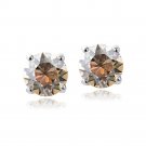 Sterling Silver Golden Shadow Swarovski Elements November Birthstone Stud Earrings E13931GS
