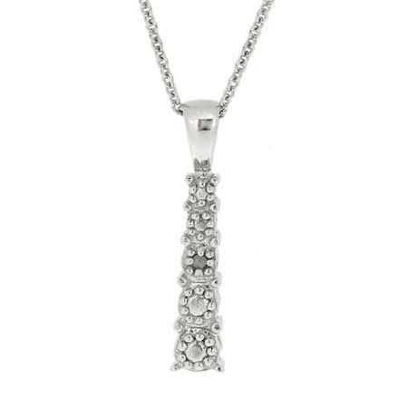 Sterling Silver Graduating Diamond Accent Journey Pendant P10244