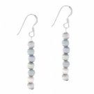 Sterling Silver Gray Cats Eye Beaded Dangle Earrings E9078GRY