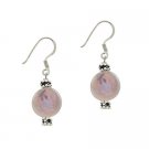 Sterling Silver Gray Freshwater Cultured Coin Pearl & Bali Bead Earrings E9662FGPL