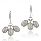 Sterling Silver Gray Freshwater Cultured Pearl Cluster Dangle Earrings E11749FGPL