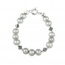 Sterling Silver Gray Freshwater Pearls & Gray Swarovski Elements Baby Bracelet B12577M4-4
