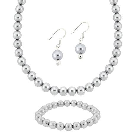 Sterling Silver Gray Pearl Cats Eye Jewelry Set S9858GM