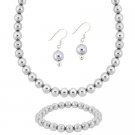 Sterling Silver Gray Pearl Cats Eye Jewelry Set S9858GM
