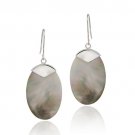 Sterling Silver Gray Shell Oval Dangle Earrings E12843GYS