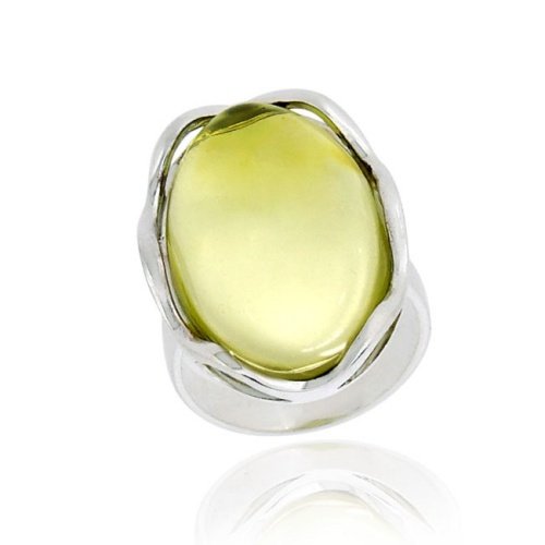 Sterling Silver Green Amber Oval Ring R11125AR-7