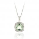 Sterling Silver Green Amethyst & Diamond Accent Square Pendant P11678GA