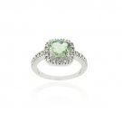Sterling Silver Green Amethyst & Diamond Accent Square Ring Size 10 R11679GA-10