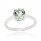 Sterling Silver Green Amethyst Solitaire Round Ring R11886GA-8