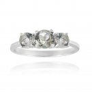 Sterling Silver Green Amethyst Three Stone Ring Size 10 R12274GA-10