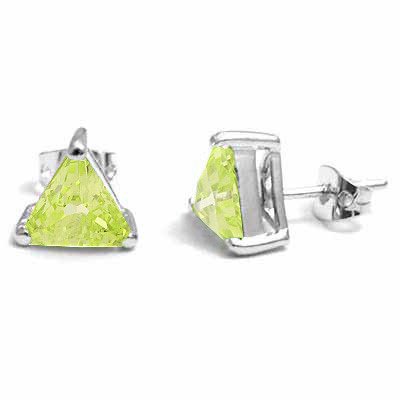 Sterling Silver Green CZ Triangle Stud Earrings E3072LGR