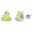 Sterling Silver Green CZ Triangle Stud Earrings E3072LGR