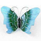 Sterling Silver Green Enamel Butterfly Pin 2347