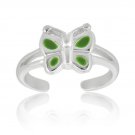 Sterling Silver Green Enamel Butterfly Toe Ring TR10761GR
