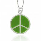 Sterling Silver Green Enamel Peace Sign Pendant P10797GR