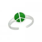 Sterling Silver Green Enamel Peace Sign Toe Ring TR10808GR