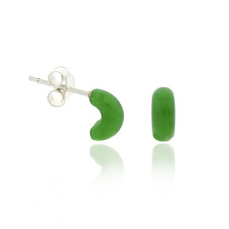 Sterling Silver Green Half-Hoop Children's Earrings E9598GR