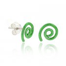 Sterling Silver Green Metallic Swirl Small Stud Earrings E9601GR