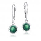 Sterling Silver Green Round Leverback Earrings Made with Swarovski Elements E13611E