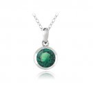 Sterling Silver Green Round Solitaire Necklace Made with Swarovski Elements P13611E