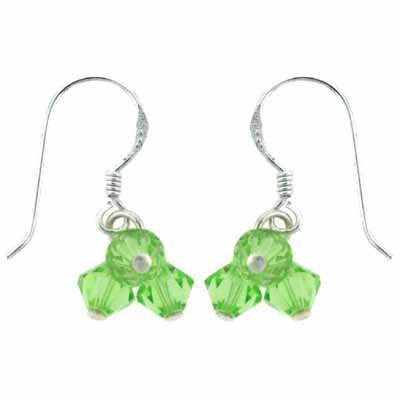 Sterling Silver Green Swarovski Elements Cluster Earrings E2978PD