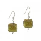 Sterling Silver Green-Gold Freshwater Cultured Coin Pearl Square Dangle Earrings E9510M3