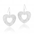 Sterling Silver Hammered Open Heart Dangle Earrings E12477