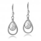 Sterling Silver Hammered Teardrop Dangle Earrings E13483