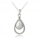 Sterling Silver Hammered Teardrop Necklace P13483