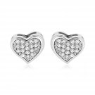 Sterling Silver Heart Earrings with Cubic Zirconias Sterling Silver