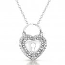 Sterling Silver Heart Lock Diamond Pendant Necklace Default Title