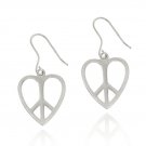Sterling Silver Heart Peace Sign Earrings E10791