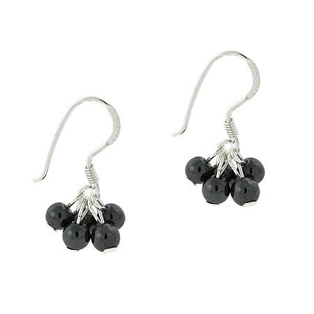 Sterling Silver Hematite Bead Cluster Mini Earrings E9778H