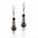 Sterling Silver Hemetite & Swarovski Elements Leverback Earrings E12255M1