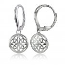 Sterling Silver High Polished Filigree Round Dangle Leverback Earrings E15287