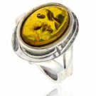 Sterling Silver Honey Brown Amber Stone Ring Size 7 R2634AR-7