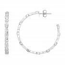 Sterling Silver Hoop Earrings with Round and Marquise Cubic Zirconias Sterling Silver
