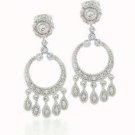 Sterling Silver Hoop Simulated Diamond CZ Chandelier Earrings 2608